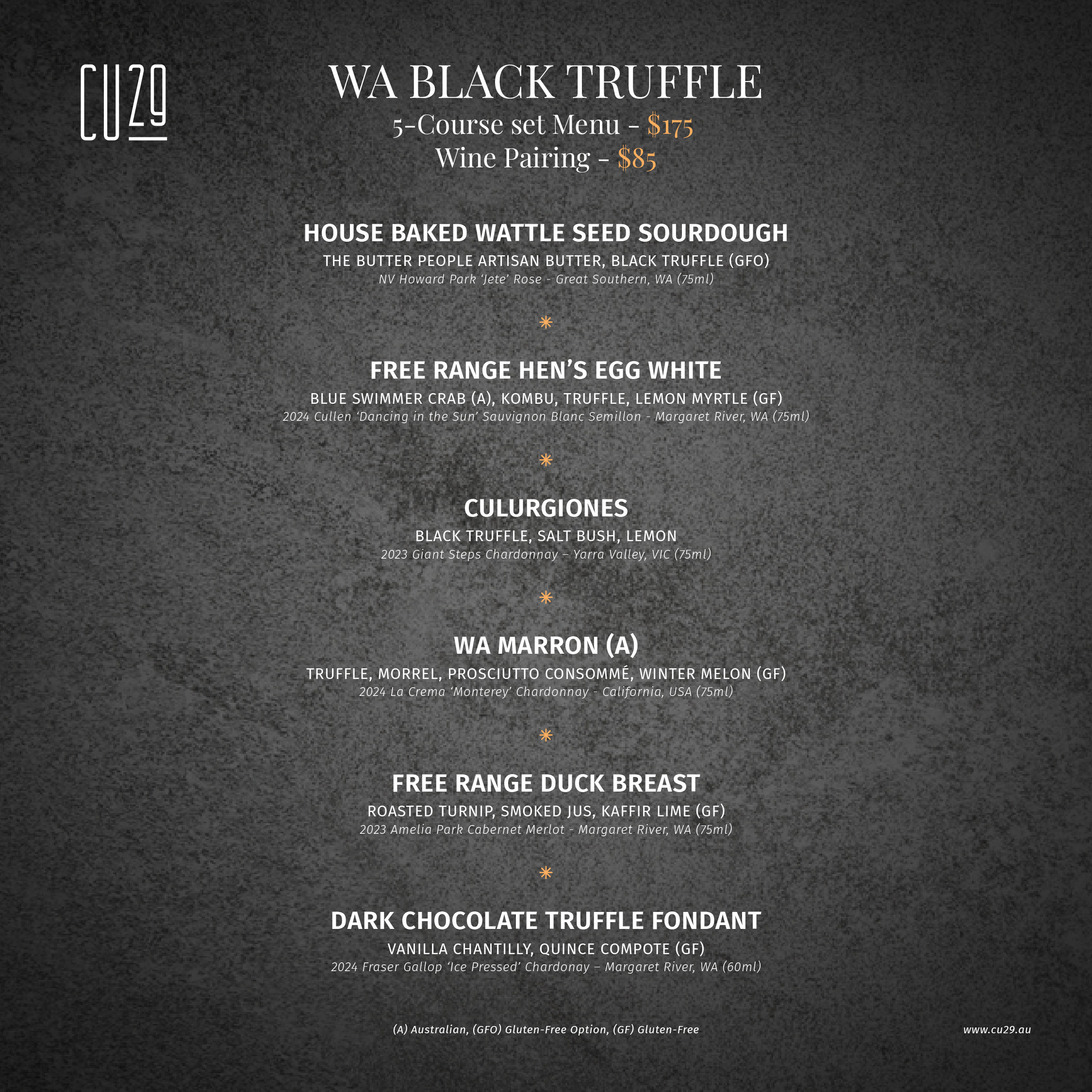 CU29 Truffle Season Menu